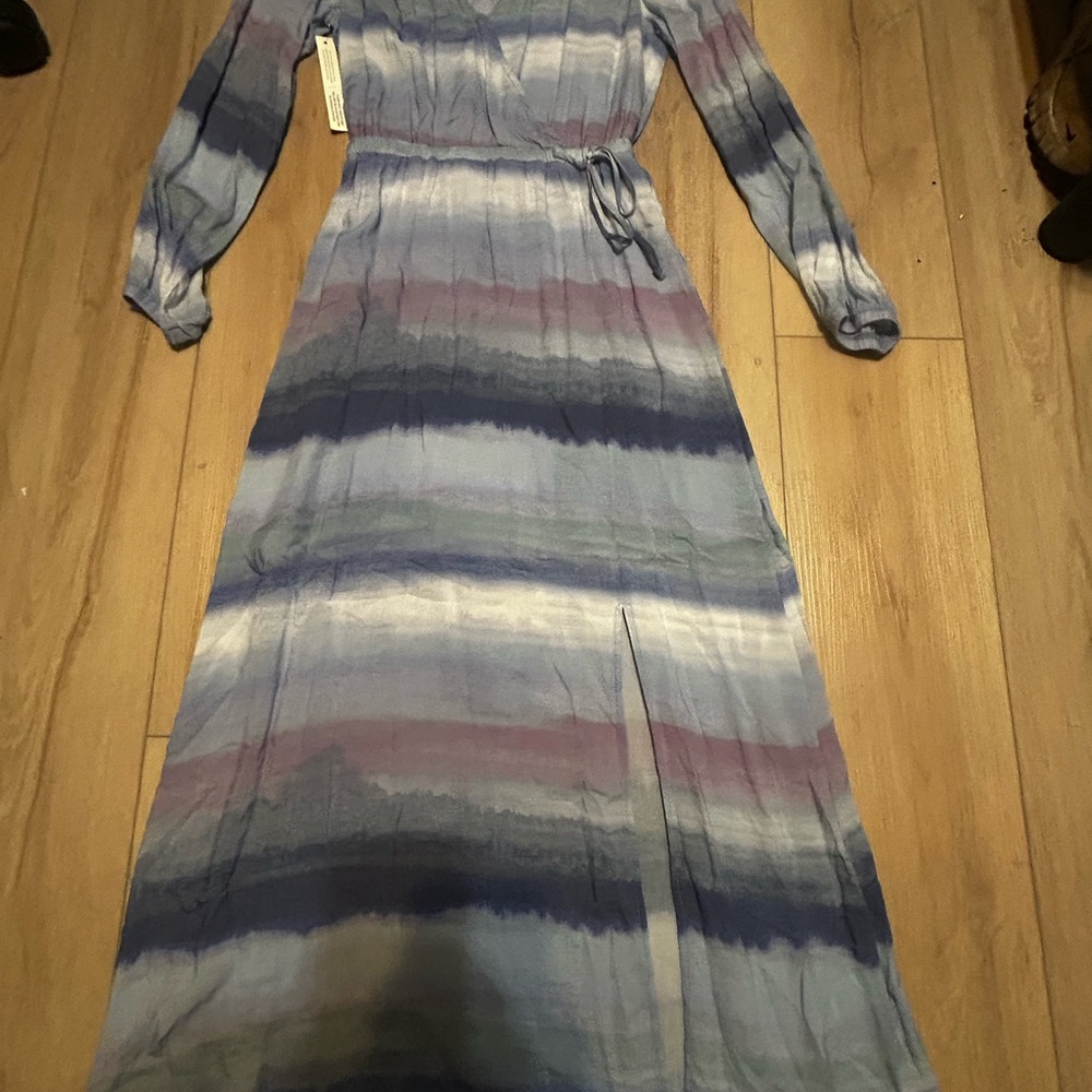 Cloth & Stone Blue and Purple Long Sleeve Dress